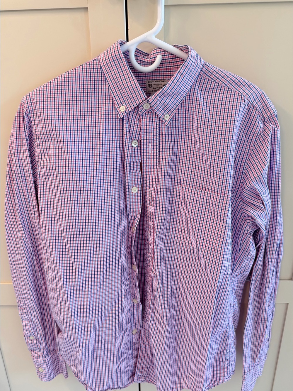 J. Crew Pink and Blue Micro-Check Button-Down Shirt